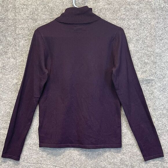 LAUREN RALPH LAUREN Sweater Women's Small Purple Turtle Neck Merino Wool Cotton - Picture 9 of 11
